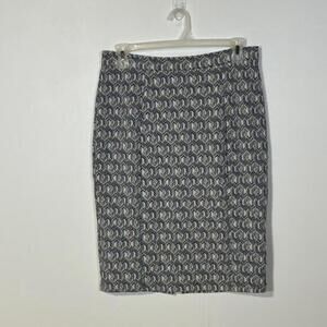 Anthropologie Maeve Blue White Geometric Print Pencil Skirt Women’s Large Zip